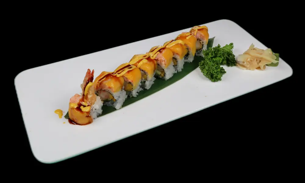 Green Dragon sushi roll, featuring green ingredients at Sushi Lee, a Japanese restaurant in Brooklyn
